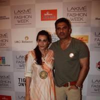 Sunil Shetty and Mana during Lakme Fashion Week Winter Festive 2013 Day 5 Photos | Picture 552129