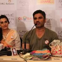 Sunil Shetty and Mana during Lakme Fashion Week Winter Festive 2013 Day 5 Photos | Picture 552130