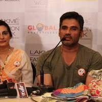 Sunil Shetty and Mana during Lakme Fashion Week Winter Festive 2013 Day 5 Photos | Picture 552132