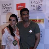 Sunil Shetty and Mana during Lakme Fashion Week Winter Festive 2013 Day 5 Photos