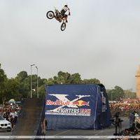 The Red Bull X-Fighters Jams at a motorbike stunt show Photos