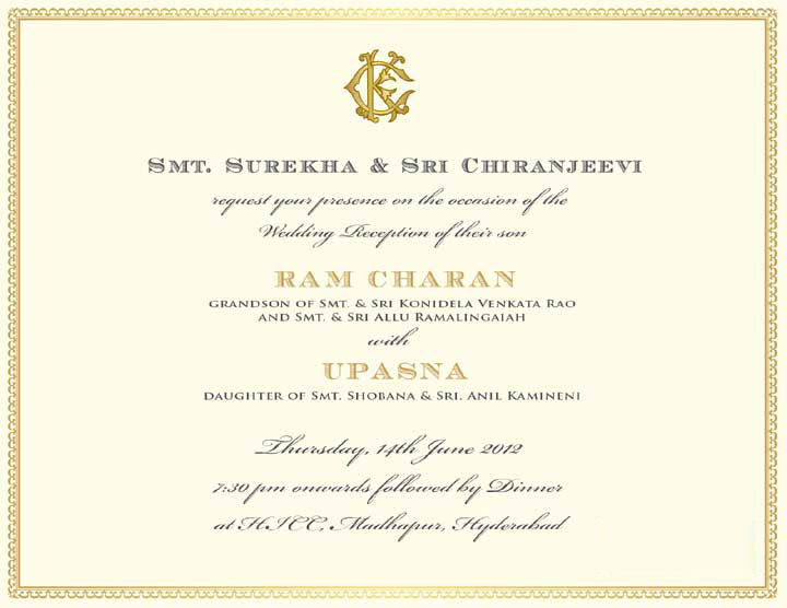 Ram Charan Marriage Invitation Designs - Posters | Picture 200693